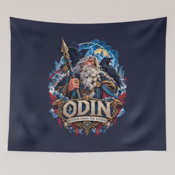 Item preview, One-Eyed Odin with Ravens of Norse Wisdom designed and sold by MarlicShop.