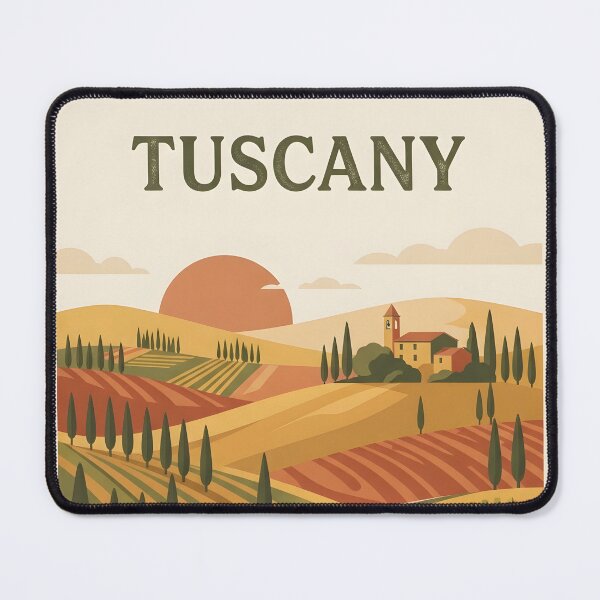 Item preview, Tuscany Italy Vintage Travel Poster - Minimalist Cypress Hill Art Print designed and sold by DuckOddity.