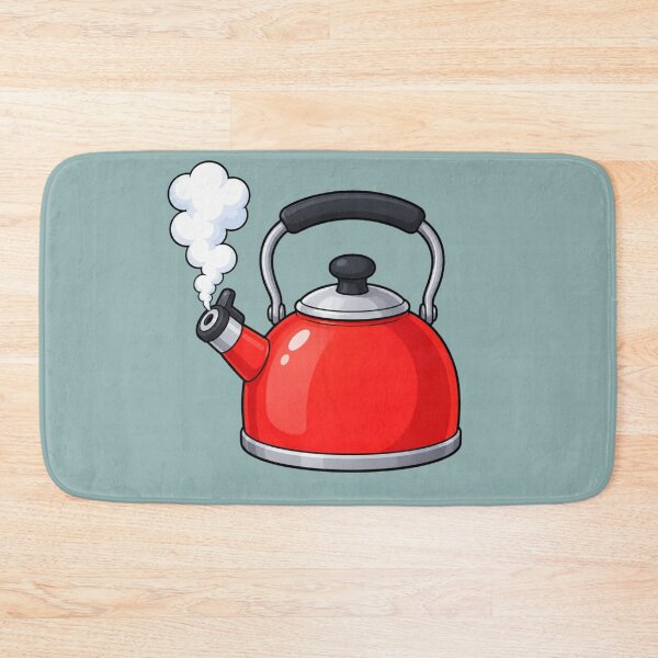 Item preview, Red Tea Kettle Illustration with Steam for Kitchen Lovers designed and sold by Theproxmrt.