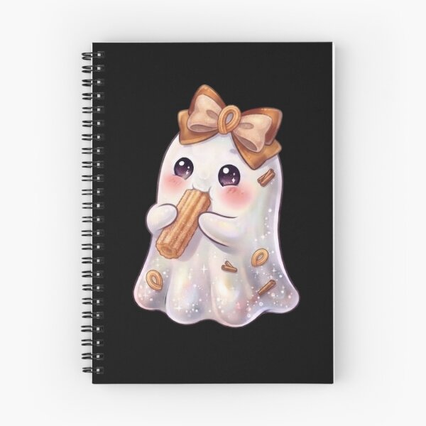 Item preview, Cute Kawaii Ghost Eating a Churro Design / Baking / Halloween / Aesthetic stickers for journaling  / Foodie / Tops / Funny / T-shirts mugs stickers phone case hardcover journal poster designed and sold by TeenLake.