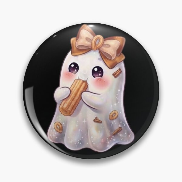 Item preview, Cute Kawaii Ghost Eating a Churro Design / Baking / Halloween / Aesthetic stickers for journaling  / Foodie / Tops / Funny / T-shirts mugs stickers phone case hardcover journal poster designed and sold by TeenLake.