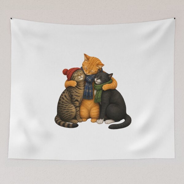 Item preview, Hugging Cats Joyful Feline Friends Art designed and sold by OlyvieArt.