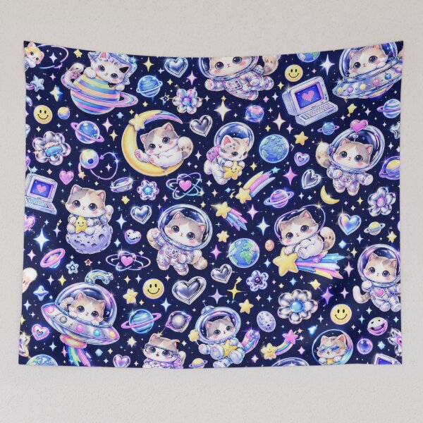 Item preview, Cute Space Cats Cosmic Pattern designed and sold by Iampoji.
