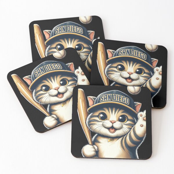 Item preview, Cute Baseball Kitten San Diego Fan Art designed and sold by Auguufour.