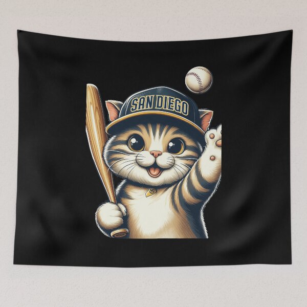 Item preview, Cute Baseball Kitten San Diego Fan Art designed and sold by Auguufour.