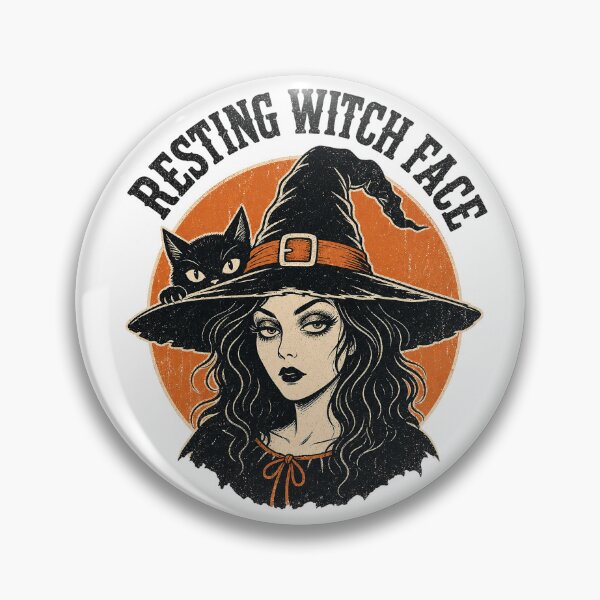 Item preview, Resting Witch Face Vintage Witch & Black Cat designed and sold by Hermits-Loft.