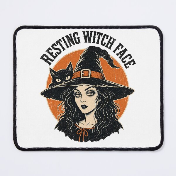 Item preview, Resting Witch Face Vintage Witch & Black Cat designed and sold by Hermits-Loft.