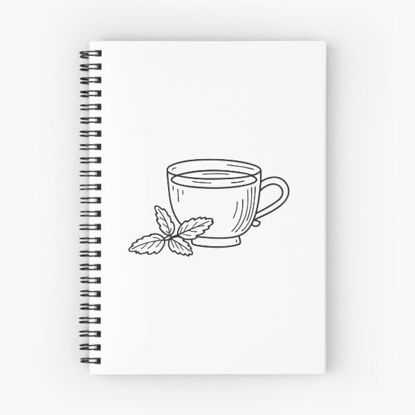 Item preview, doodle illustration a herbal tea cup with verbena sprig beside it designed and sold by rasagamastore.