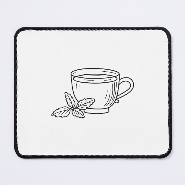 Item preview, doodle illustration a herbal tea cup with verbena sprig beside it designed and sold by rasagamastore.