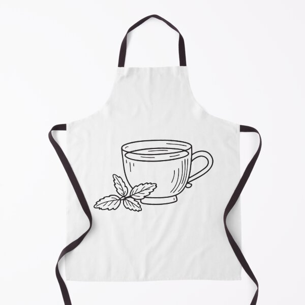 Item preview, doodle illustration a herbal tea cup with verbena sprig beside it designed and sold by rasagamastore.