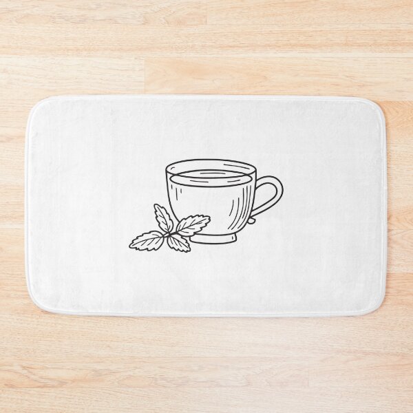 Item preview, doodle illustration a herbal tea cup with verbena sprig beside it designed and sold by rasagamastore.