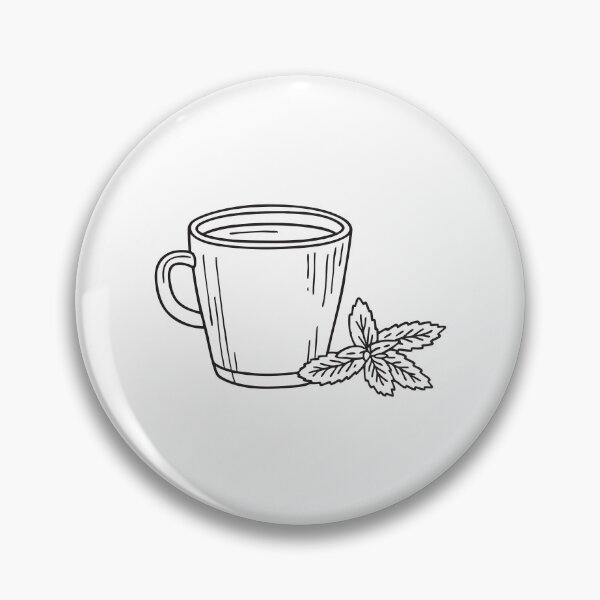 Item preview, doodle illustration a steaming cup of herbal tea next to a sprig of verbena designed and sold by rasagamastore.