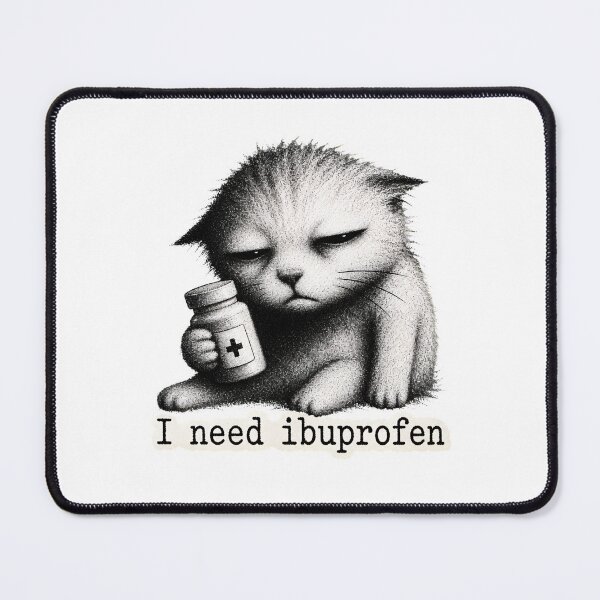 Item preview, Cat Needs Ibuprofen Grumpy Feline Pain Humor designed and sold by OlyvieArt.