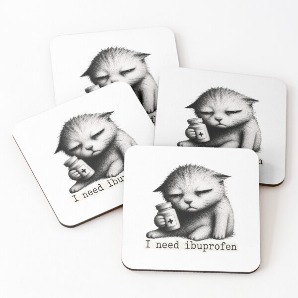 Item preview, Cat Needs Ibuprofen Grumpy Feline Pain Humor designed and sold by OlyvieArt.