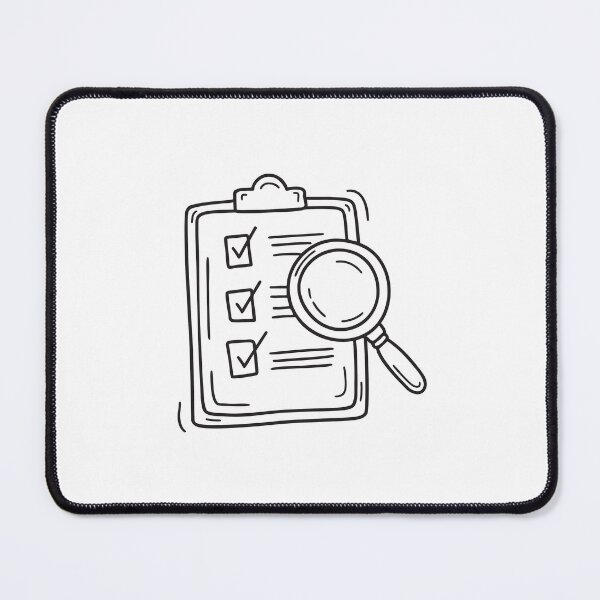 Item preview, doodle illustration a checklist under a floating magnifying glass designed and sold by rasagamastore.