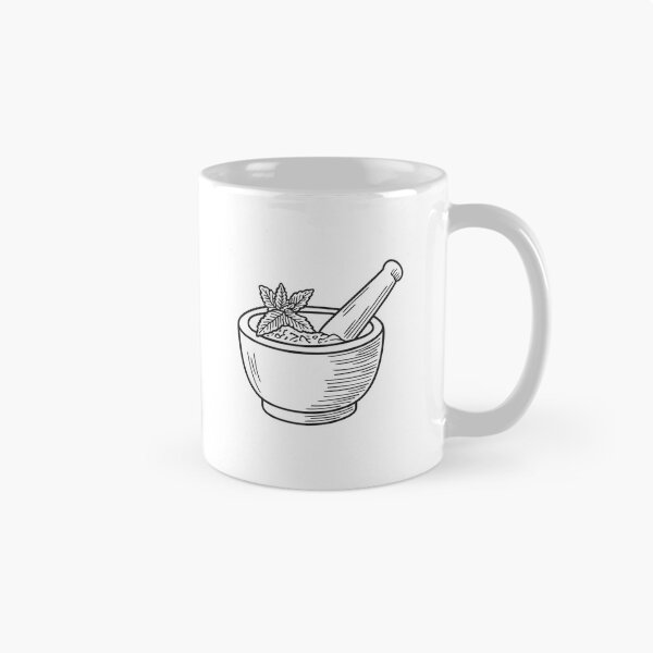 Item preview, doodle illustration a mortar and pestle with crushed verbena inside designed and sold by rasagamastore.