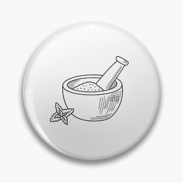 Item preview, doodle illustration a bowl and pestle grinding verbena leaves designed and sold by rasagamastore.