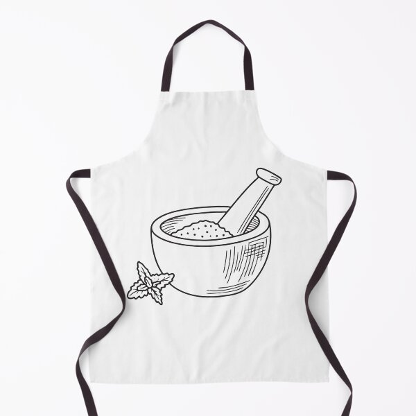 Item preview, doodle illustration a bowl and pestle grinding verbena leaves designed and sold by rasagamastore.