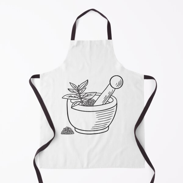 Item preview, doodle illustration a ceramic mortar filled with verbena powder designed and sold by rasagamastore.