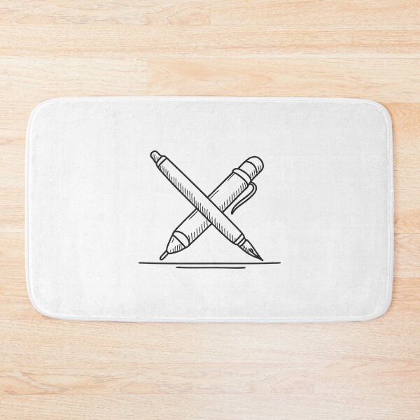 Item preview, doodle illustration a pen and pencil placed diagonally on a table designed and sold by rasagamastore.