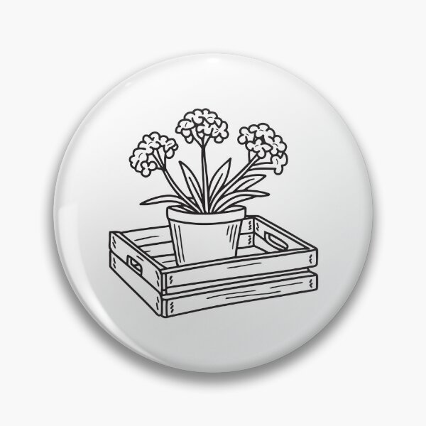Item preview, Doodle illustration of a potted verbena placed on a wooden crate designed and sold by rasagamastore.