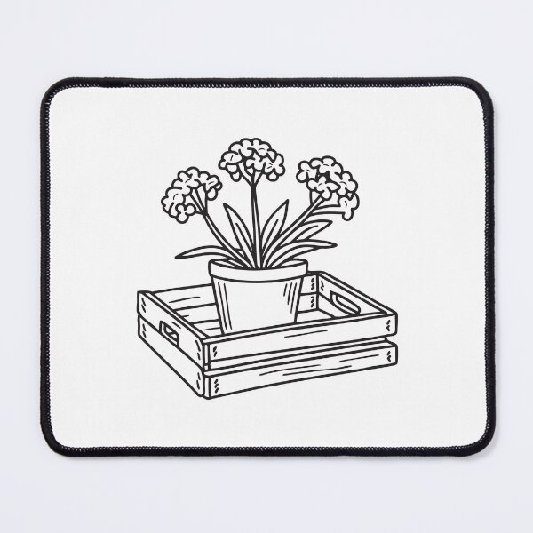 Item preview, Doodle illustration of a potted verbena placed on a wooden crate designed and sold by rasagamastore.