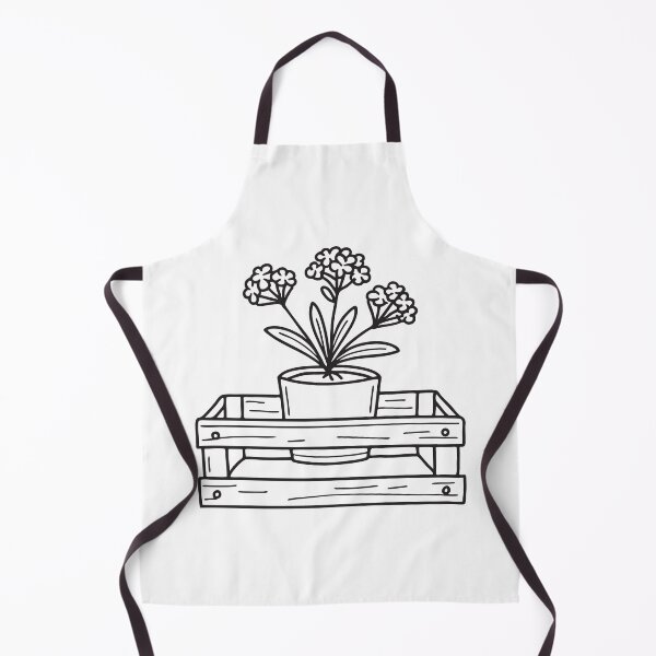 Item preview, Doodle illustration of verbena in a small flower pot on top of a wooden crate designed and sold by rasagamastore.