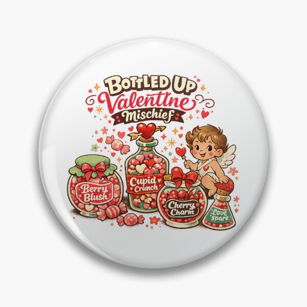 Item preview, Bottled Up Valentine Mischief Cute Cupid Candy Jars Valentine Art designed and sold by inkoutninja.