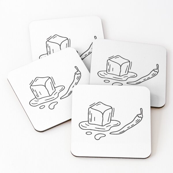 Item preview, Doodle illustration of a red chili pepper placed near a melting ice cube designed and sold by rasagamastore.
