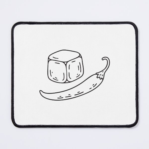 Item preview, Doodle illustration of a single chili pepper beside a cold ice cube designed and sold by rasagamastore.
