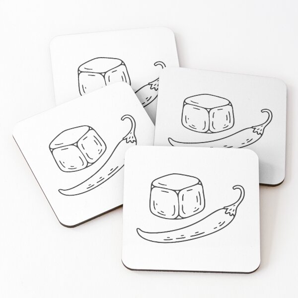Item preview, Doodle illustration of a single chili pepper beside a cold ice cube designed and sold by rasagamastore.