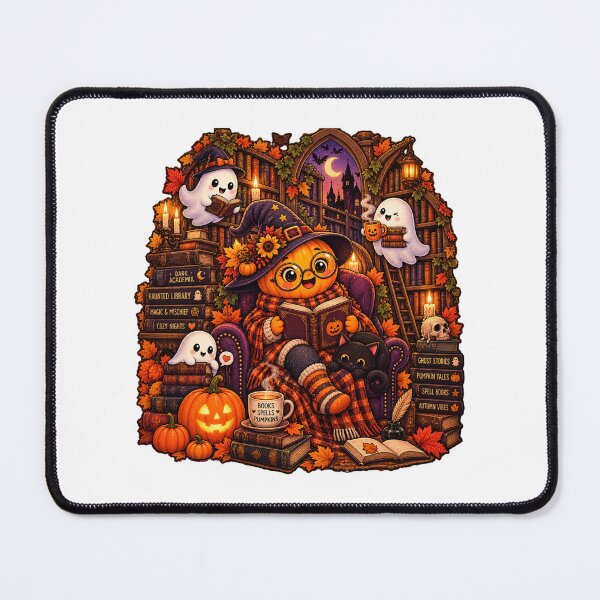 Item preview, Spooky Cozy Library Pumpkin Witch Notebook  Dark Academia Ghost Bookworm designed and sold by FestivityFinds.