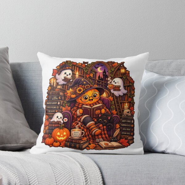 Item preview, Spooky Cozy Library Pumpkin Witch Notebook  Dark Academia Ghost Bookworm designed and sold by FestivityFinds.