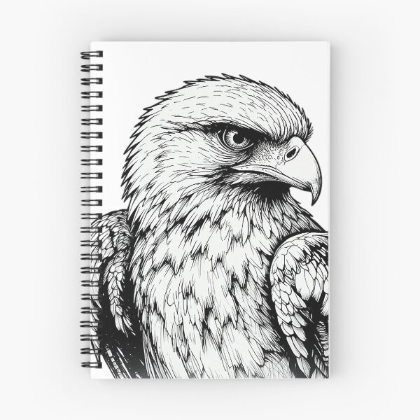 Item preview, Fierce Hawk Profile – Powerful Raptor Wildlife Black Ink Line Art designed and sold by PixPixari.
