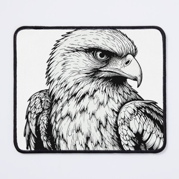 Item preview, Fierce Hawk Profile – Powerful Raptor Wildlife Black Ink Line Art designed and sold by PixPixari.