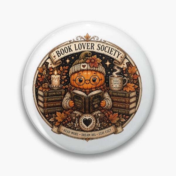 Item preview, Book Lover Society Cozy Autumn Pumpkin designed and sold by FestivityFinds.