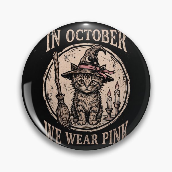 Item preview, In October We Wear Pink Witch Cat designed and sold by VioletNance.