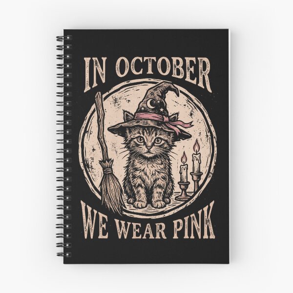 Item preview, In October We Wear Pink Witch Cat designed and sold by VioletNance.