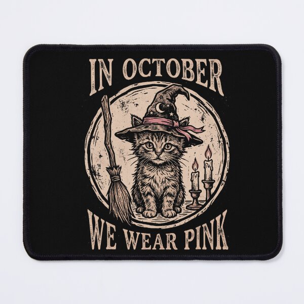 Item preview, In October We Wear Pink Witch Cat designed and sold by VioletNance.