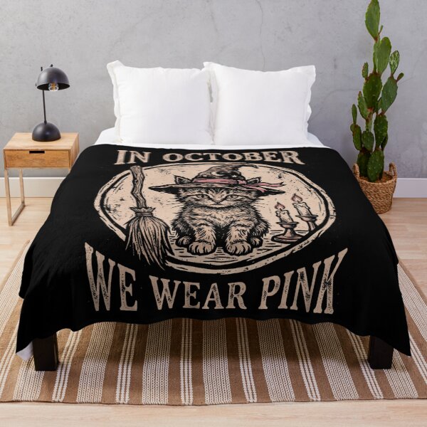 Item preview, In October We Wear Pink Witch Cat designed and sold by VioletNance.