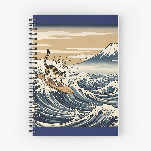 Item preview, Cat Surfing the Great Wave - Ukiyo-e Japanese Woodblock Art designed and sold by カイトラボ.
