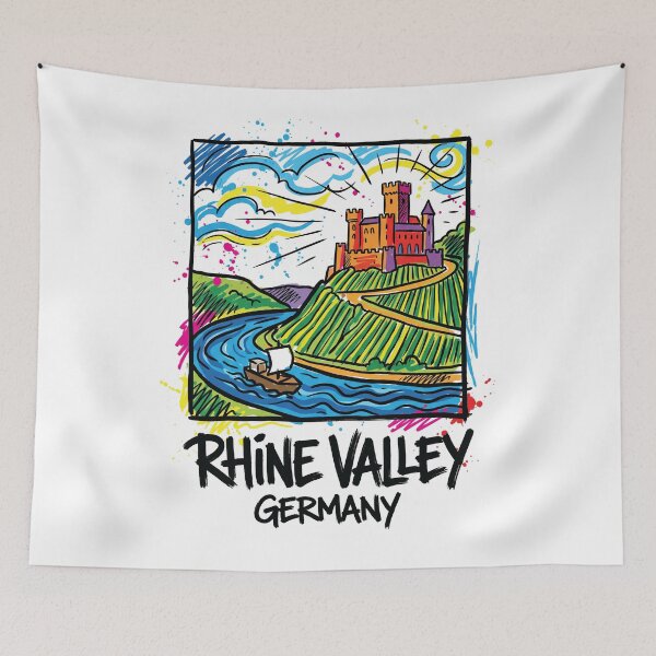 Item preview, Rhine Valley Castle Germany Travel Art designed and sold by Merch by Das Design Studio.