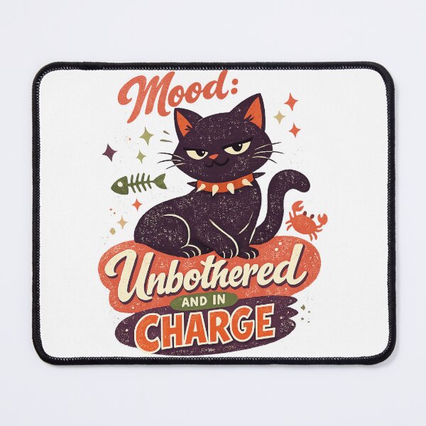 Item preview, Mood Unbothered and in Charge Sassy Black Cat Funny Retro Art designed and sold by inkoutninja.