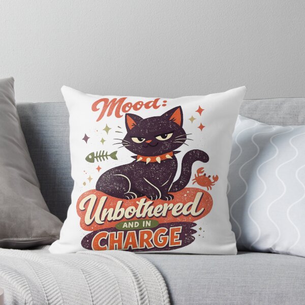 Item preview, Mood Unbothered and in Charge Sassy Black Cat Funny Retro Art designed and sold by inkoutninja.