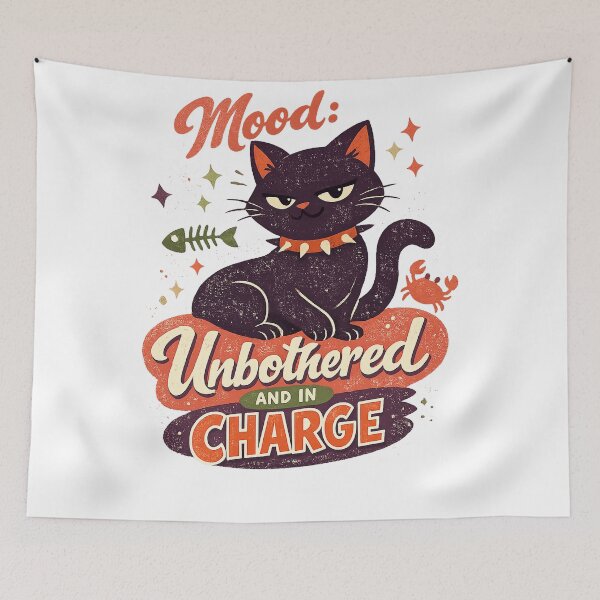 Item preview, Mood Unbothered and in Charge Sassy Black Cat Funny Retro Art designed and sold by inkoutninja.