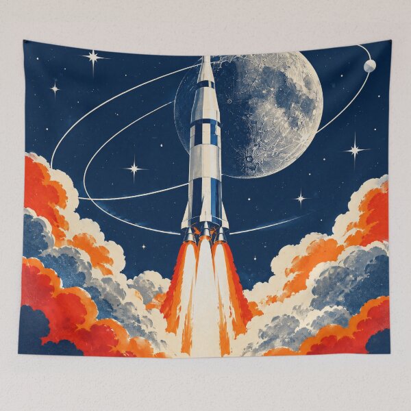 Item preview, Vintage Rocket Launch Through Space designed and sold by Avenuse style.
