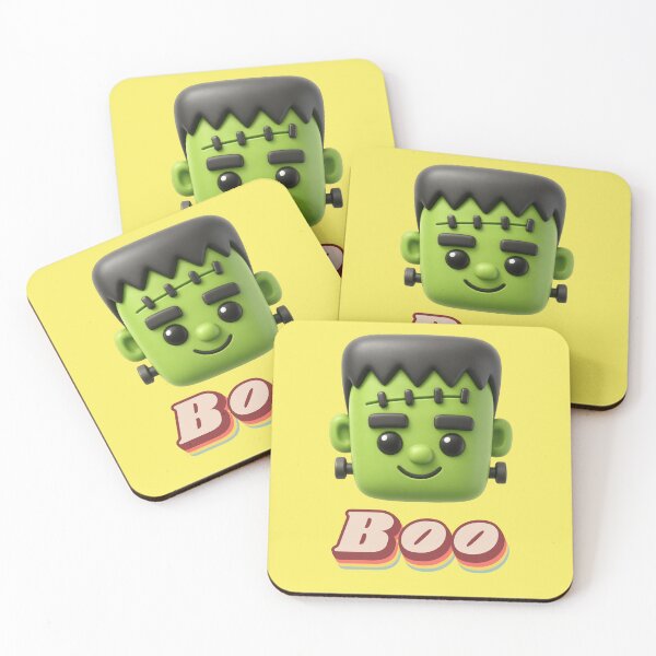 Item preview, Cute Frankenstein head Boo saying Halloween clay figure designed and sold by Mauswohn.