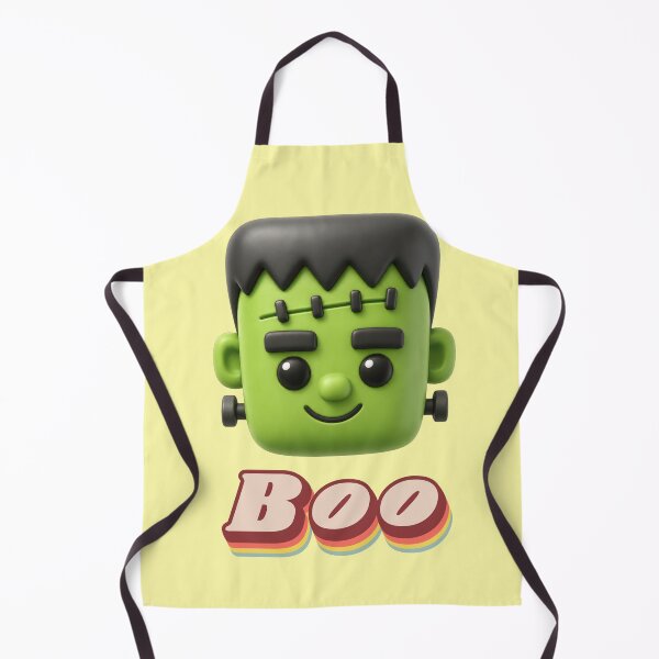 Item preview, Cute Frankenstein head Boo saying Halloween clay figure designed and sold by Mauswohn.