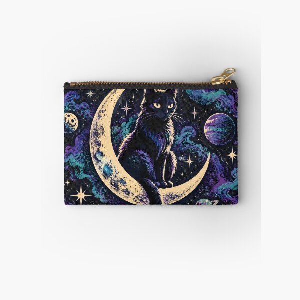 Item preview, Cosmic Black Cat Sitting on Crescent Moon designed and sold by Avenuse style.