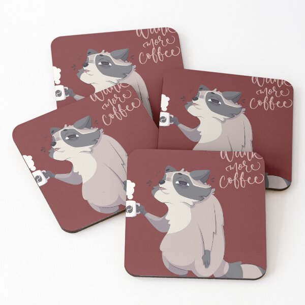 Item preview, Tired Raccoon Drinking Coffee - Drink More Coffee Funny Cute Illustration designed and sold by Sem34.